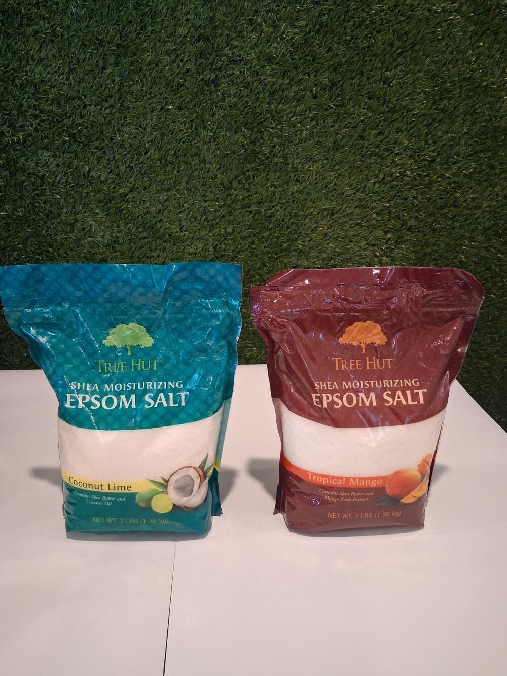 Lot of 2 Tree Hut Shea Moisturizing Epsom Salt Coconut Lime & Tropical Mango 3lb